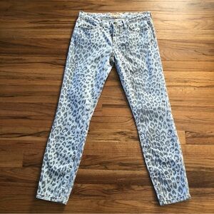 Unworn Current/Elliott Stiletto skinny jeans blue black leopard cheetah 26